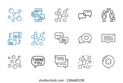 chatting icons set. Collection of chatting with chat, bubbles, speech bubble, dialogue, conversation. Editable and scalable chatting icons.