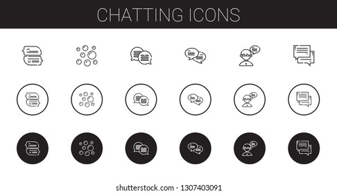 chatting icons set. Collection of chatting with chat, bubbles. Editable and scalable chatting icons.