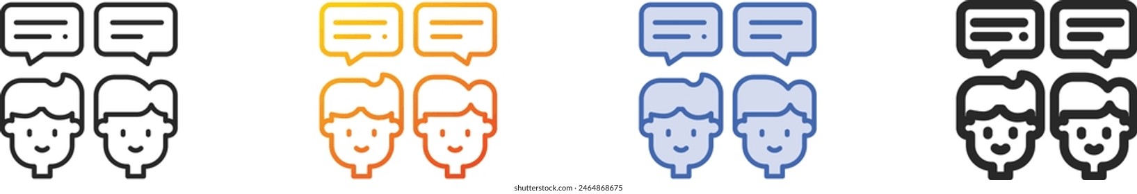 chatting icon.Thin Linear, Gradient, Blue Stroke and bold Style Design Isolated On White Background