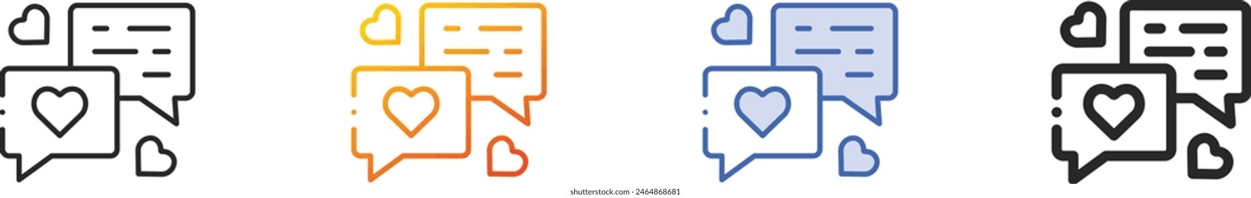 chatting icon.Thin Linear, Gradient, Blue Stroke and bold Style Design Isolated On White Background