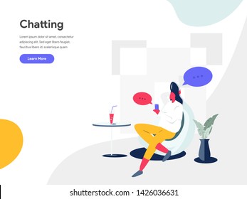 Chatting Illustration Concept. Modern flat design concept of web page design for website and mobile website.Vector illustration EPS 10