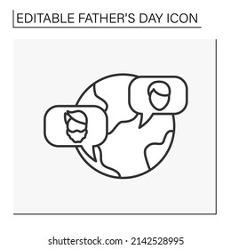 Chatting line icon. Love and attention from dad to son. Global distance. Father day concept. Isolated vector illustration. Editable stroke