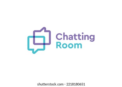 chatting line logo design template