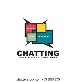 chatting logo design with colorful design vector illustration eps 10