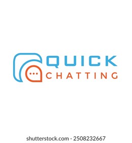 Diseño de logotipo de chat rápido con icono de mensajería y marcador de ubicación para la comunicación
