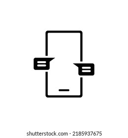 Mensaje de chat en el icono del teléfono móvil. Estilo sólido simple. Charla de burbujas, alerta de inserción, concepto de chat en vivo. ilustración vectorial de glifo aislada en fondo blanco. EPS 10.