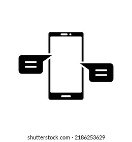 Chatting-Nachricht auf Handy-Symbol. Einfach solider Stil. Bubble-Talk, Push-Alarm, Live-Chat-Konzept. glypische Vektorgrafik einzeln auf weißem Hintergrund. EPS10.