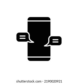 Mensaje de chat en el icono del teléfono móvil. Estilo sólido simple. Charla de burbujas, alerta de inserción, concepto de chat en vivo. ilustración vectorial de glifo aislada en fondo blanco. EPS 10.