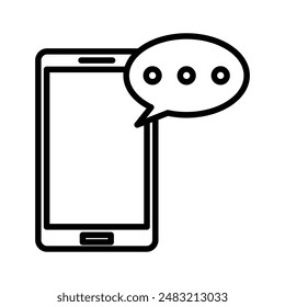 Mensaje de chat en el teléfono móvil icono lineal logo marca en blanco y negro