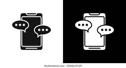 Chatting message on mobile phone icon Symbol mark in filled style