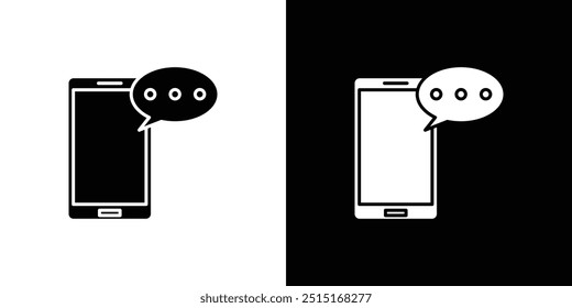 Mensagem de bate-papo no ícone de telefone celular Conjunto de símbolos de sinal de estrutura de tópicos