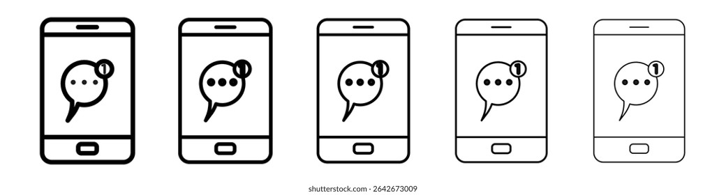 Mensagem de bate-papo no ícone do telefone celular vetor isolado no fundo branco definido