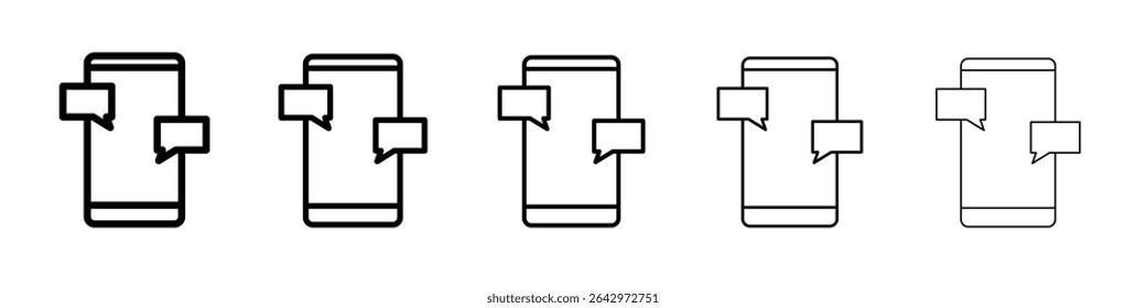 Mensaje de chat en el icono del teléfono móvil Diseño plano sobre fondo aislado