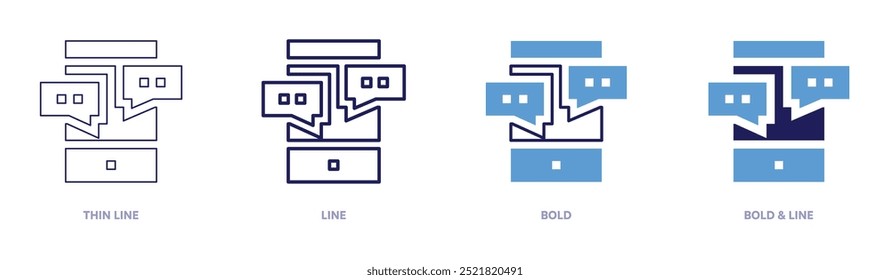 Chatting mobile icon in 4 different styles. Thin Line, Line, Bold, and Bold Line. Duotone style. Editable stroke.