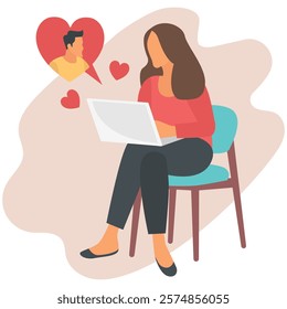 Chatting with My Love vector illustration