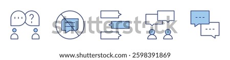 chatting, no chat, chats, discuss, chat. Chat Icon vector illustration. Line Duotone style. Editable stroke.