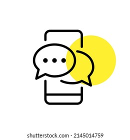 Chatting on mobile phone. Pixel perfect, editable stroke line art icon