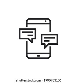 Chatting on mobile phone vector icon. Chat Message Notifications On Smartphone Vector Icon, Mobile Phone Sms, Chatting Bubble Speeches