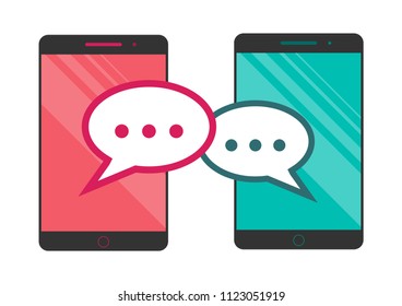 chatting on personal cellphone that have chat messages notification on smartphone isolated on white background. the smartphone show notification concept on screen, vector illustration.