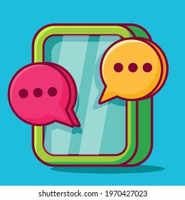 chatting on smartphone concept symbol vector illustration in flat style 
