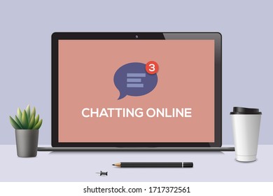 Chatting online, online chat icon, vector illustration