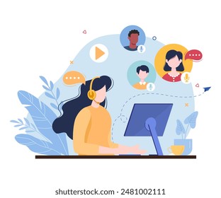 Chatting online concept. Vector illustration in a trendy flat style