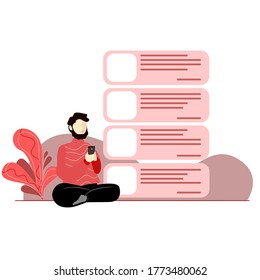 chatting online with friend concept vector flat illustration