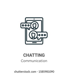 Chatting outline vector icon. Thin line black chatting icon, flat vector simple element illustration from editable communication concept isolated on white background