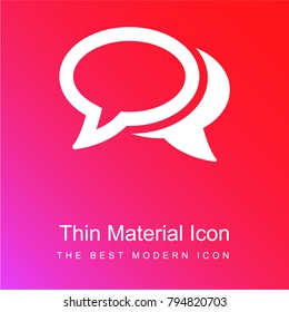 Chatting oval speech bubbles red and pink gradient material white icon minimal design
