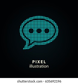 Chatting - pixel icon. Vector Illustration. Design logo element. Isolated on black background. It is easy to change to any color.