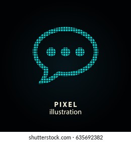 Chatting - pixel icon. Vector Illustration. Design logo element. Isolated on black background. It is easy to change to any color.