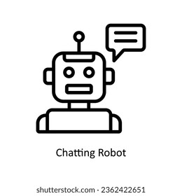 Chatting Robot vector  outline Icon Design illustration. Artificial intelligence Symbol on White background EPS 10 File
