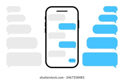 Chatting in smartphone. Send or receive sms on app. Speech bubble message on phone.