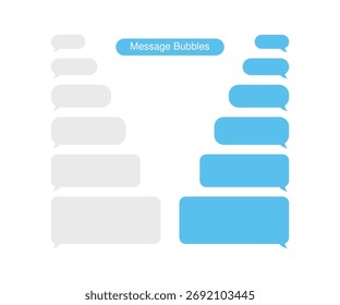 Chatting in smartphone. Send or receive sms on app. Speech bubble message on phone. Chat, message bubbles. Vector illustration