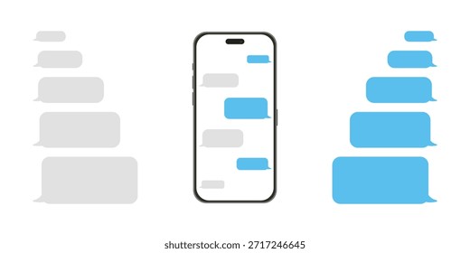 Chatear en un smartphone. Enviar o recibir sms en el App. Mensaje de burbuja de voz en el teléfono.