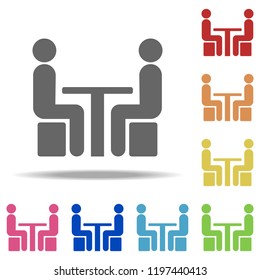 chatting at the table icon. Elements of Conversation in multi colored icons. Simple icon for websites, web design, mobile app, info graphics