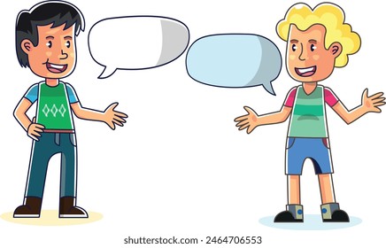 Chatting talking boys vector graphic