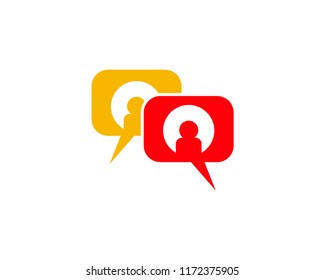 Chatting Two People Icon Vector Logo Template Illustration Design