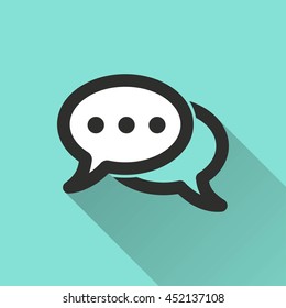 Chatting vector icon with long shadow. IIllustration isolated for graphic and web design.