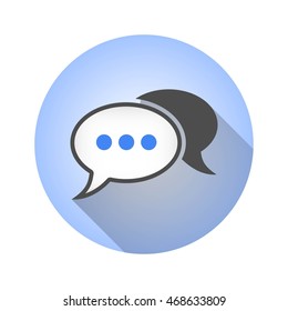 Chatting vector icon with long shadow. Illustration isolated for graphic and web design.