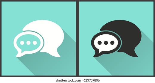 Chatting vector icon with long shadow. Illustration isolated for graphic and web design.