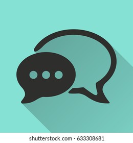 Chatting vector icon with long shadow. Illustration isolated for graphic and web design.