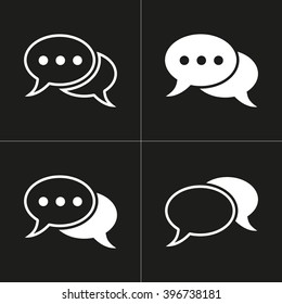 Chatting   vector icon. White illustration isolated on black background for graphic and web design.