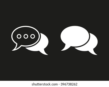 Chatting   vector icon. White illustration isolated on black background for graphic and web design.