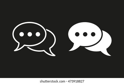 Chatting vector icon. White illustration isolated on black background for graphic and web design.