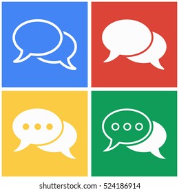 Chatting vector icons set. White illustration isolated for graphic and web design.