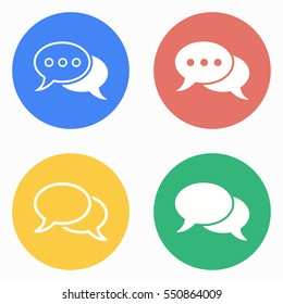 Chatting vector icons set. White illustration isolated for graphic and web design.