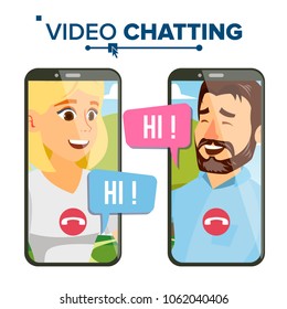 Chatting Vector. Talking Design. Social Media Service. Smartphone. On-line Chat App. Speaking Girl. Isolated Flat Cartoon Illustration