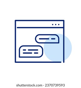 Chatten in einem Webbrowser. Forum dm Kommunikationsschnittstelle. Pixel-perfektes Symbol