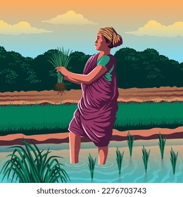 Granjero de Chattisgarh - Una vibrante ilustración vectorial que ilustra la resiliencia y el duro trabajo de la agricultura india